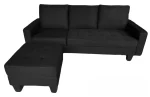 Black Fabric Sectional Sofa with Floating Ottoman 2209