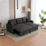 Reversible Dark Grey Pull Out Sectional Sofa Bed With Storage Chaise & Cup Holder 4777 - Image 4