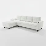 White PU Sectional Sofa with Cup Holder 2218 - Image 3
