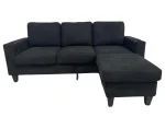 Modern Micro Fabric 3-Seater Sofa with Ottoman & USB Charging Port - Image 4