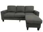 Modern Micro Fabric 3-Seater Sofa with Ottoman & USB Charging Port - Image 2