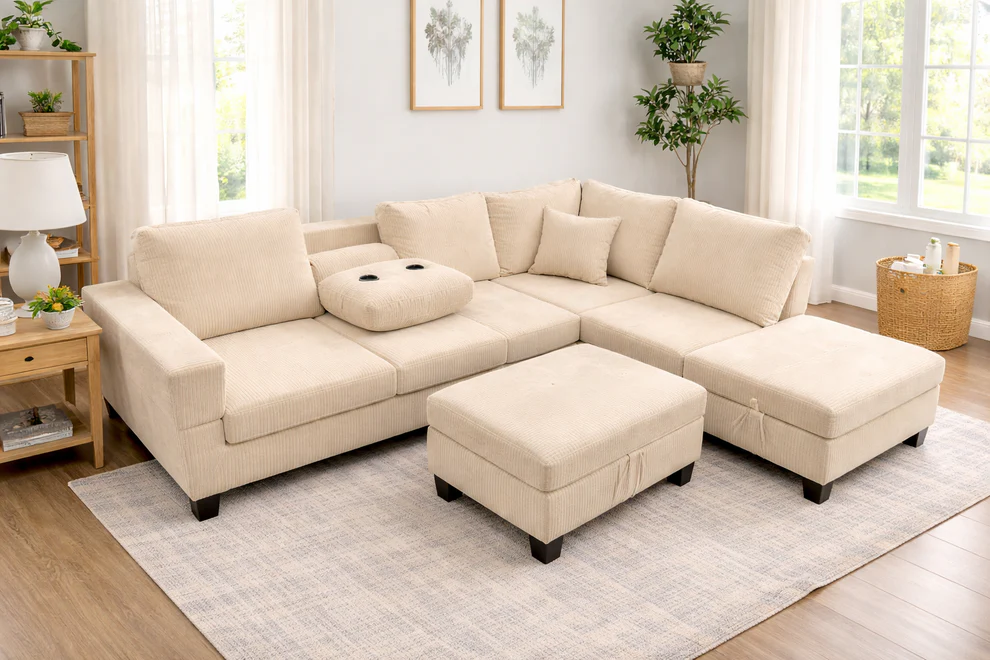IMG-2226 Haven Corduroy Sectional - Image 1