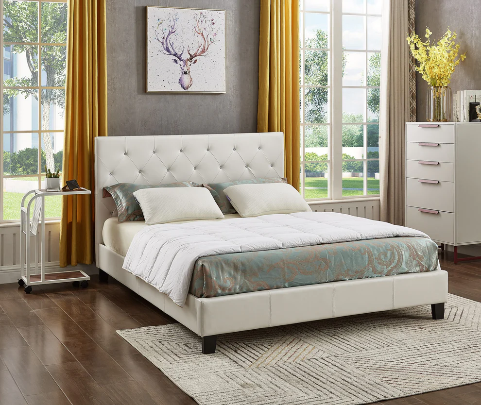 T2366W-scaled Platform Bed With Button-Tufted Fabric - Image 1