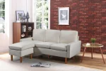 Velvet Fabric Sectional - Chaise Turns Into Floating Ottoman - Image 3
