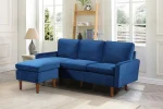 Velvet Fabric Sectional - Chaise Turns Into Floating Ottoman - Image 4