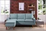 Velvet Fabric Sectional - Chaise Turns Into Floating Ottoman - Image 2